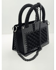 Borsa artigianale in plexiglass nero e filo intrecciato – fatta a mano in Italia